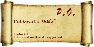 Petkovits Odó névjegykártya